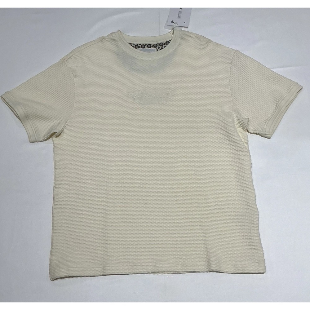 Denim & Flower Shirt Mens Small Cream‎ NWT Relaxed Fit Textured